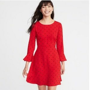 ❤️ Old Navy Dot Fit-and-Flare Dress with Bell Sleeves